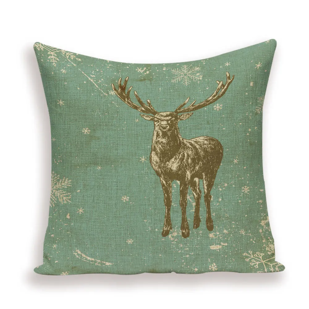 Merry Christmas Cushion Cover Christmas Tree Pillow Case Deer Linen Home Decoration Bed Pillow cases Pillows Cushions Cojin - Color: L1690-4
