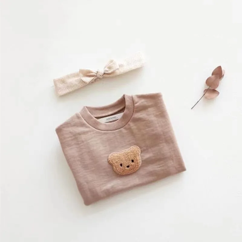 Cotton Baby Sweatshirt with Bear Embroidery for Autumn Spring