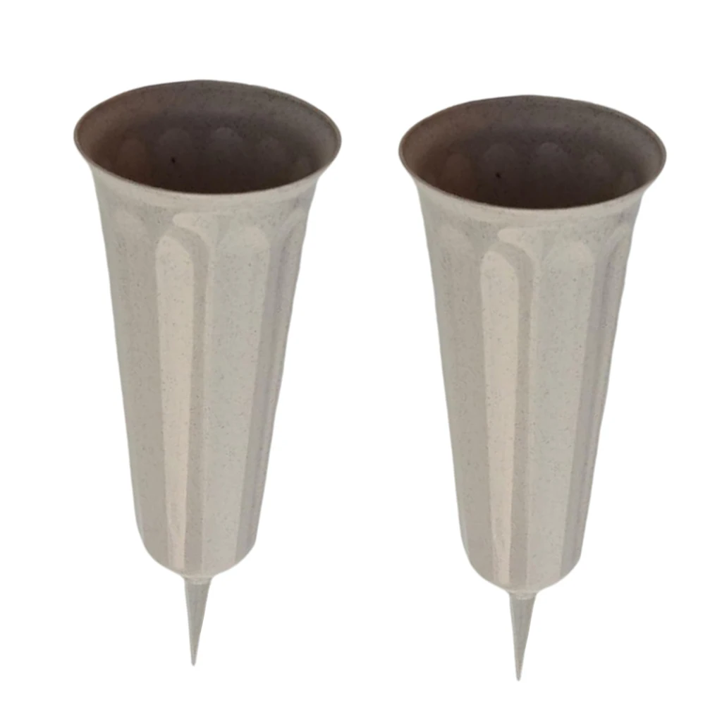 2-Piece 10.2' Stake In Ground Cemetery Grave Fluted Flower Vases Holder