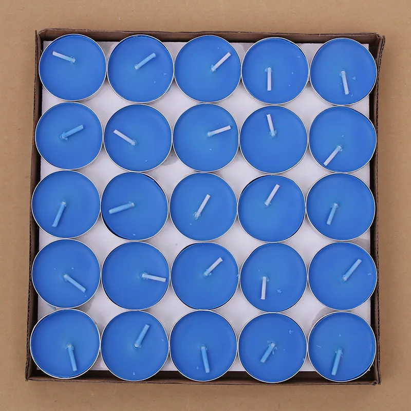 Snailhouse 50/Box Smokeless Aroma Confession Tea Wax Pendulum Round Paraffin Tea Small Candle Home Candle Party Festival Decor - Цвет: blue-50