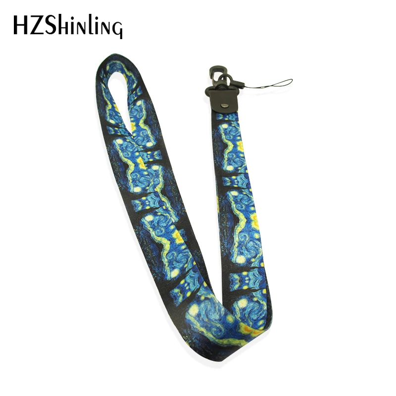 

2019 Van Gogh Painting Starry Night Sunflower Lanyard for Key Phones Keychains The Kiss Gustav Klimt USB Badge Holder Key Strap