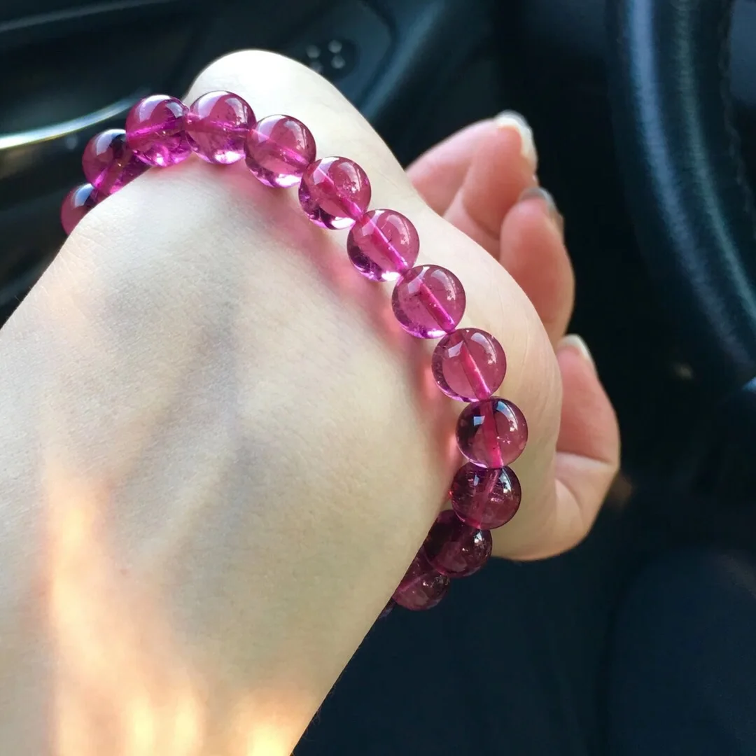 

Brazil Old Material Rupees for Fluorescent Pink Solid Color Tourmaline Bracelets Women's Year of Fate Red Tourmaline Single Loop