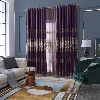 

Light Luxury European Style Chenille Embroidery Shade Curtain Living Room Bedroom Library Curtain