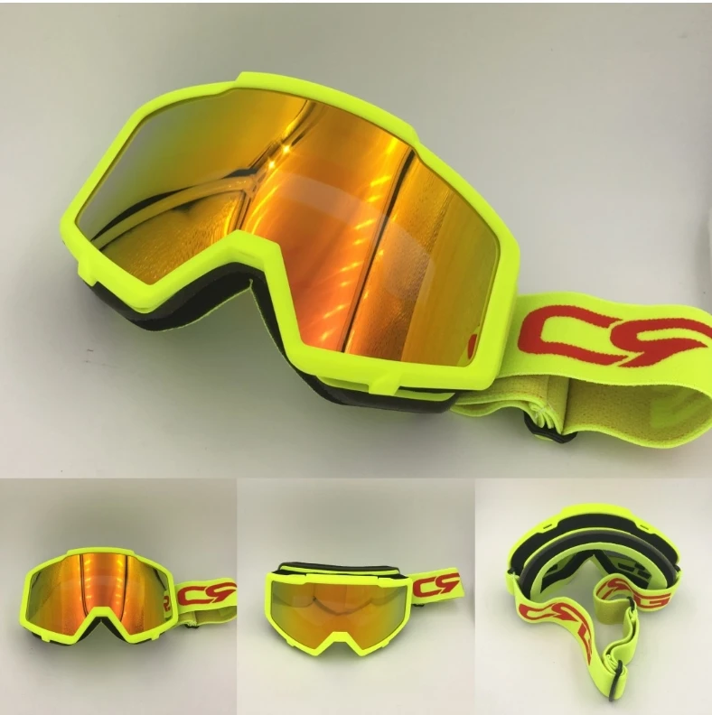 fluorescent yellow Goggles T815-138B sports anti-impact,scratch resistant,UV protection,3-layer face foam - Цвет: fluorescent yellow