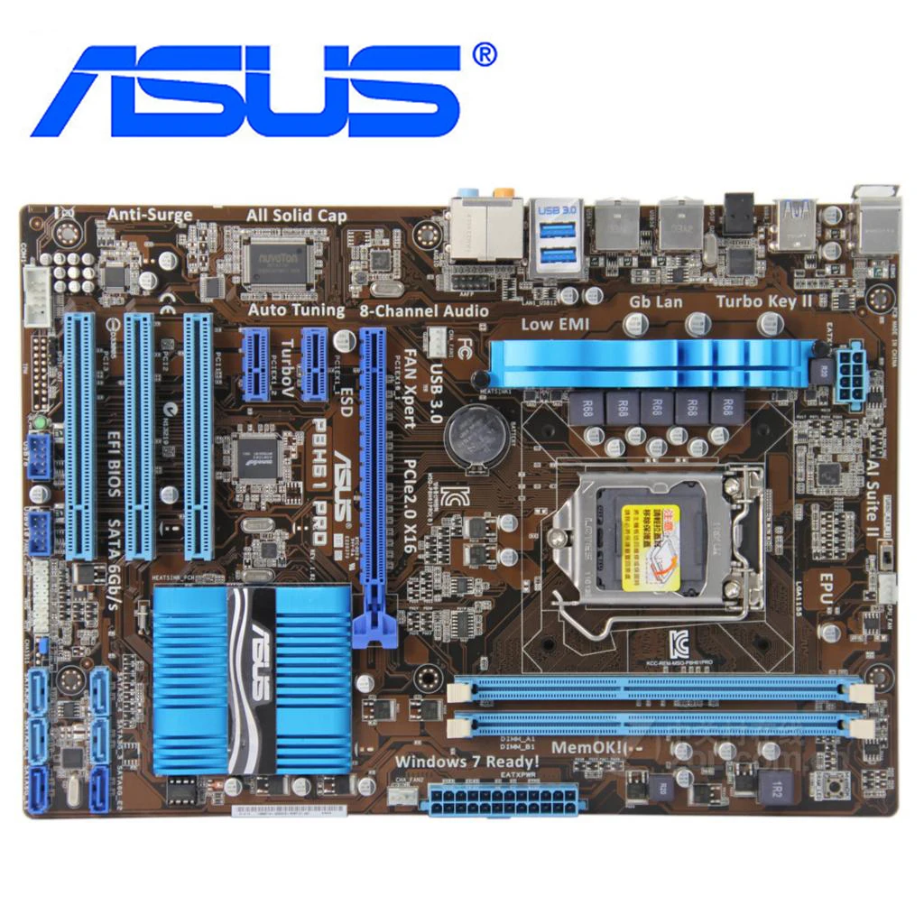 Материнская плата LGA 1155 ASUS P8H61 Pro оригинальная материнская для P8 H61 ATX DDR3 USB3.0 16 ГБ