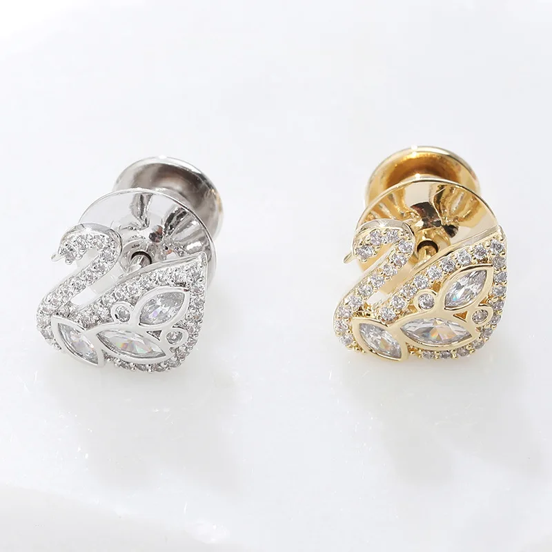 

New Style Fashion Creative Versatile Highlight Elegant Gold Plated Swan Suit Small Brooch Anti-Exposure-Style Brooch
