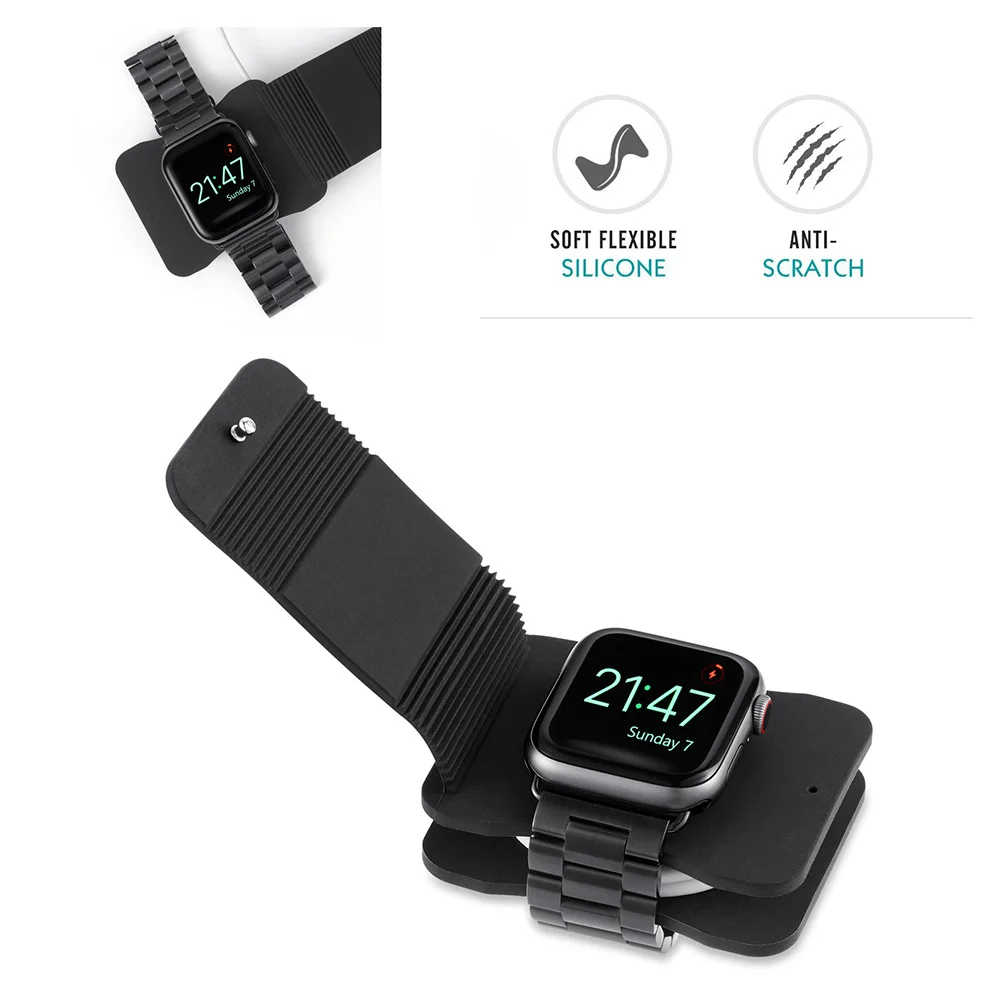 Для Apple Watch зарядный кошелек Чехол, мягкий, часы в силиконовом корпусе Зарядное устройство Держатель защитный кейс для хранения дорожная сумка чехол для серии 1 2 38/42 мм
