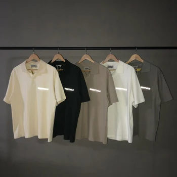 

Men Polo Shirt FOG essentials 3M reflective letter T Shirt Woman Cotton Loose Streetwear Tees Casual Harajuku Oversize Tshirts