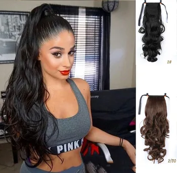MUMUPI Long Curly Ponytail Heat Resistant Clip In Tail Hair Extensions Wrap on Hair Hair Ponytails Hair Piece 1