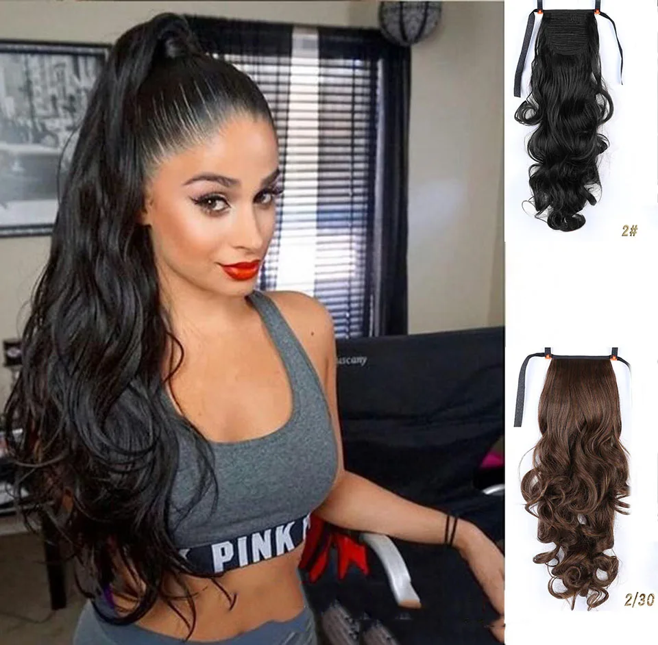 

MUMUPI Long Curly Ponytail Heat Resistant Clip In Tail Hair Extensions Wrap on Hair Hair Ponytails Hair Piece