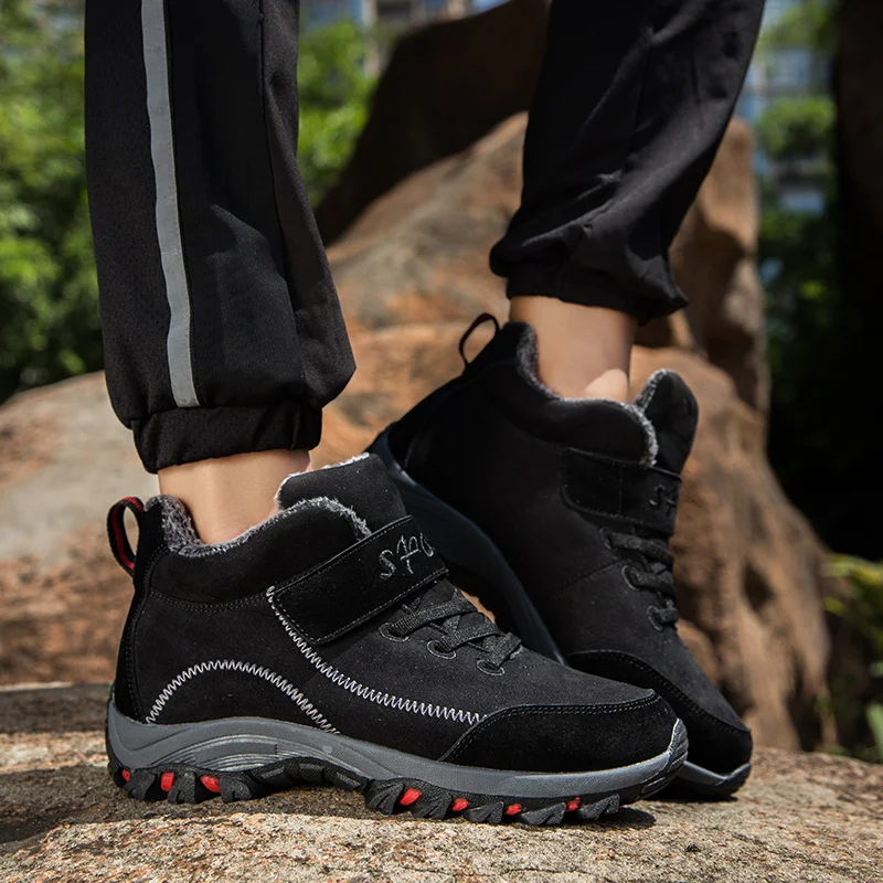 

Baideng Suede Winter Hiking Shoes Men Women High Top Tactical Boots Antiskid Trekking Mountain Sneakers Sports Unisex Size 36-45