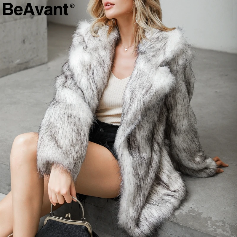 BeAvant роскошный искусственный мех зимнее пальто для женщин негабаритный Толстая