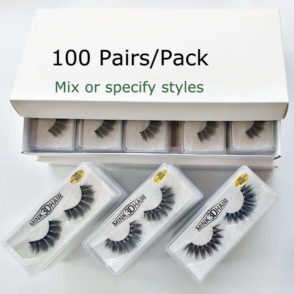 Wholesale Eyelashes 20/30/50/100 Pairs 3D Mink Lashes Bulk Natural False Hand Made Makeup Eye | Красота и здоровье