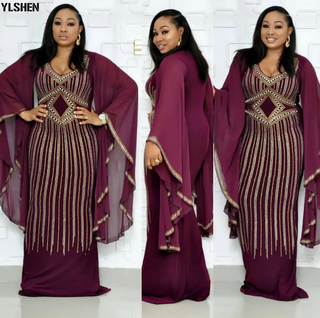 

African Dresses For Women Slim African Dress Clothes Diamond Dashiki Ladies Africa Clothing Plus Size Ladies Ankara Dresses 2019