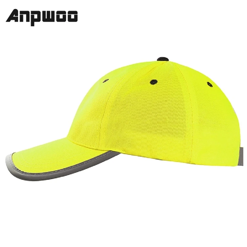 

ANPWOO High Visibility Reflective Baseball Cap Yellow Safety Hat Work Safety Helmet Washable Hat Safety Traffic Cap