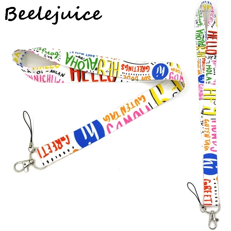 100 шт Hello разные языковые версии шейный брелок ожерелье аниме мультфильм ремешок