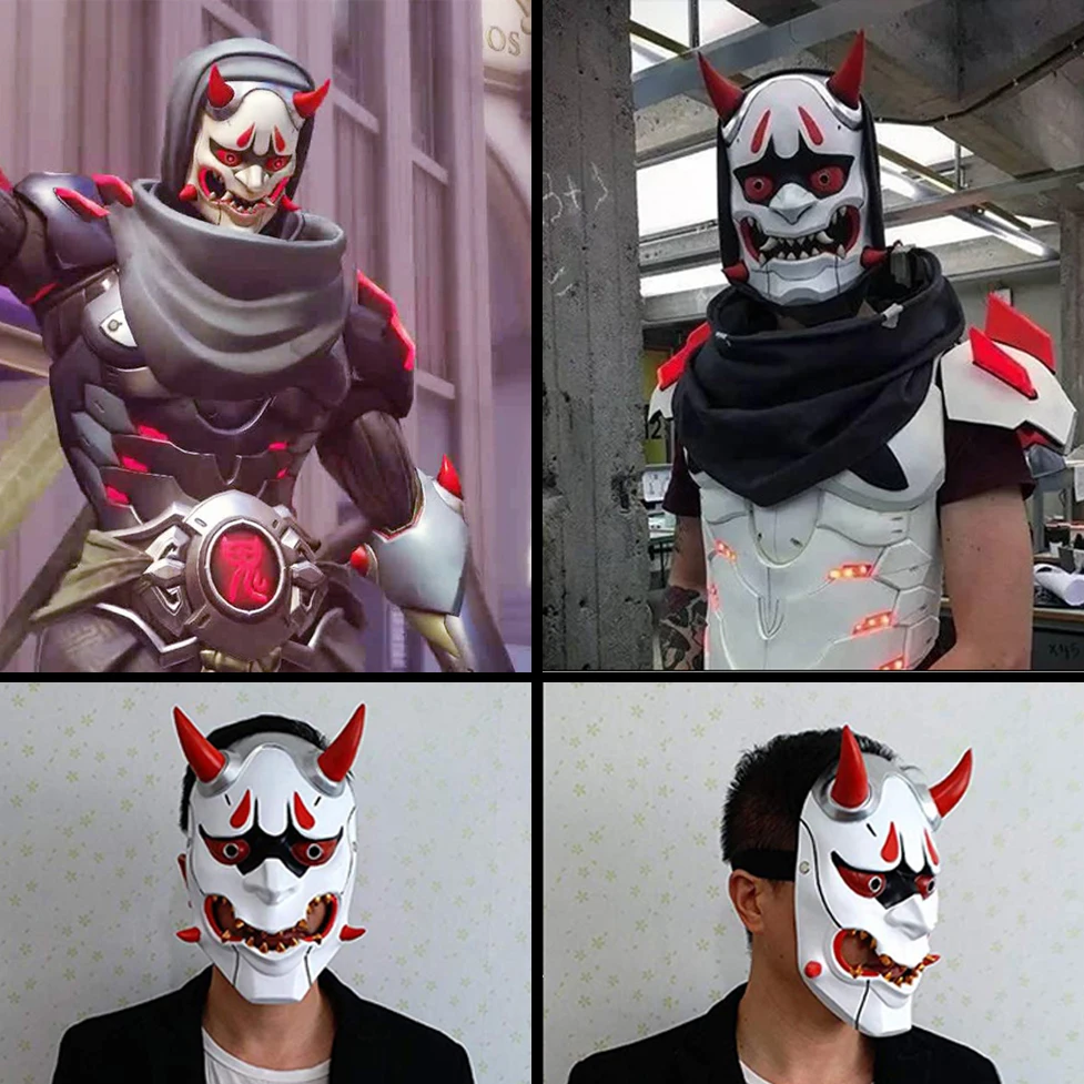 Koop Japanse Demon Prajña Hannya Hars Masker Grimas Evil Devil Head Halloween Horror Wraith Boeddhisme Noh Ghost Cosplay Deluxe Maskers