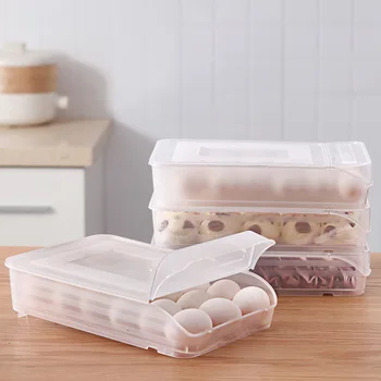 

Camping Easy Clean Storage Case Large Capacity Home Stackable Transparent PP With Lid Egg Box Dustproof Kitchen Refrigerator