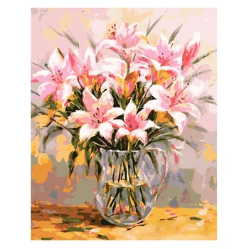 

Flower Lily DIY Painting By Numbers Kits Oil Painting on Canvas Drawing Painting By Numbers for Wall Art Picture 40X50cm