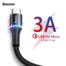 Baseus кабель Micro USB 3A Быстрая Зарядка Кабель Microusb для samsung Xiaomi Redmi 4 Note 5 Pro Android кабели для мобильных телефонов