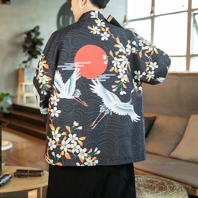 Japanese kimono cardigan men yukata Japanese clothes jacket Haori male  samurai costume Japanese male kimono traditional FF001 - AliExpress