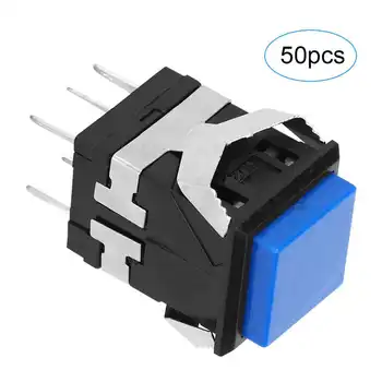 

50pcs 6 Pins Self-Locking Push Button Switch Precision Stable Switch Button Blue Switch