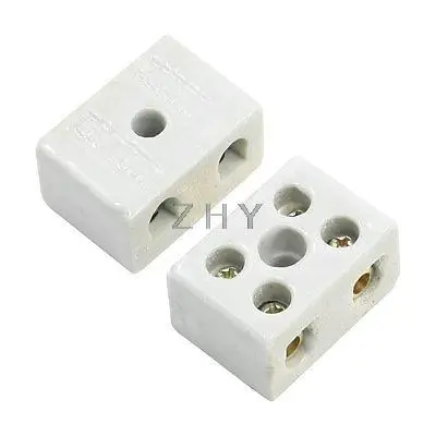 

2 Pcs 2W5H High Temperature Porcelain Ceramic Terminal Block 30A 110-600V