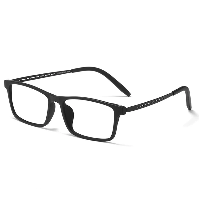 YIMARUILI 8822T Ultra-light High Qualit Flexible Square Pure Titanium Eyeglasses Optical Prescription Myopia Men Glasses Frame Black