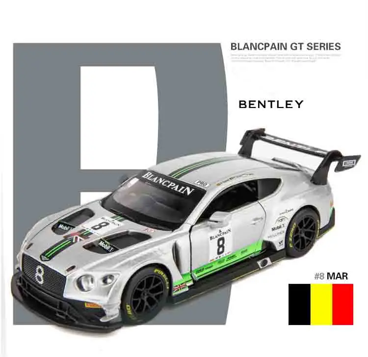 Моделирование Bentley GT3 гоночный сплав модель автомобиля детский звук и свет откатная игрушка гоночный