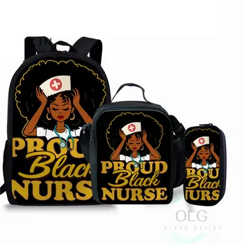 

Cool Black Nurses Rock Backpack For Teenage Children School Bags Girl Aftro African Style Laptop Backpack Hip Hop Book Bag