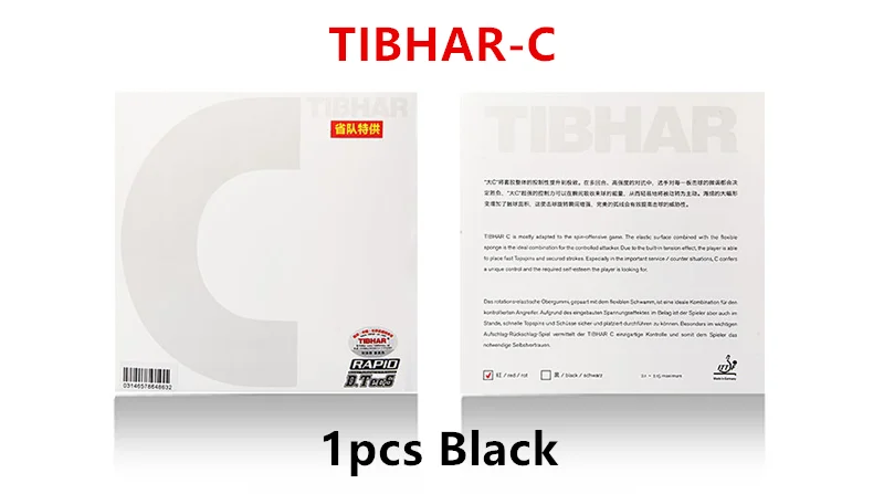 C Black TIBHAR C D провинциальные команды резина на ракетки для настольного тенниса сделано в Германии Быстрая атака петля с губкой для Пинг Понг tenis de Меса - Цвет: C Black