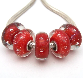 

JGWG1321 5X 100% Authenticity S925 Sterling Silver Beads Murano Glass beads Fit European Charms Bracelet diy jewelry Lampwork