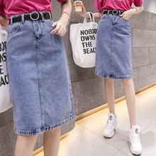 Джинсовая женская юбка, женские прямые юбки, высокая талия, джинсовая юбка с карманами, harajuku, высокое качество, модные vestidos YLFZ349E6075