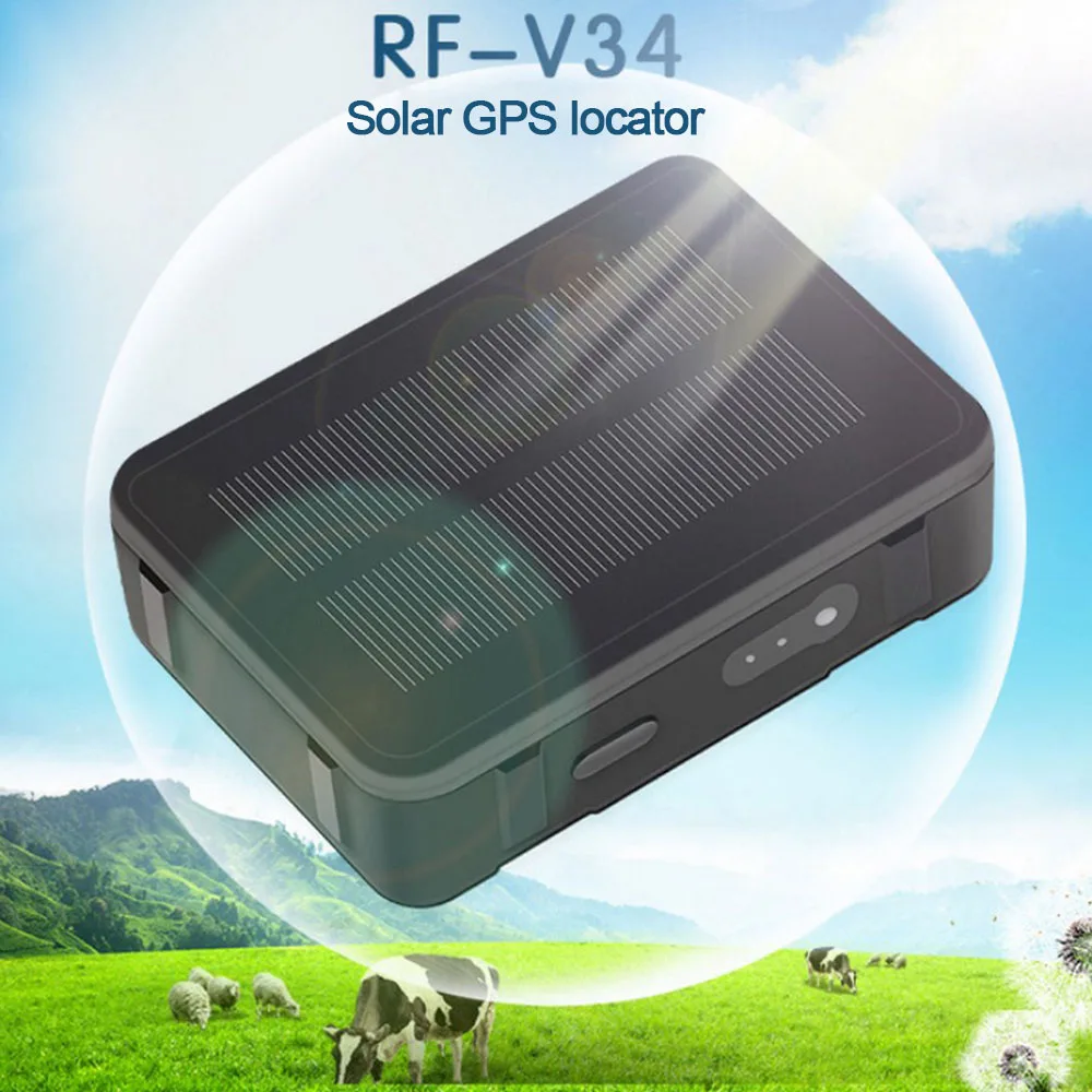 Solar GPS Tracker Power Sheep Cow Cattle RF-V34 9000mAh Waterproof GSM GPS WiFi Tracking Voice monitoring Anti-remove SOS Alarm