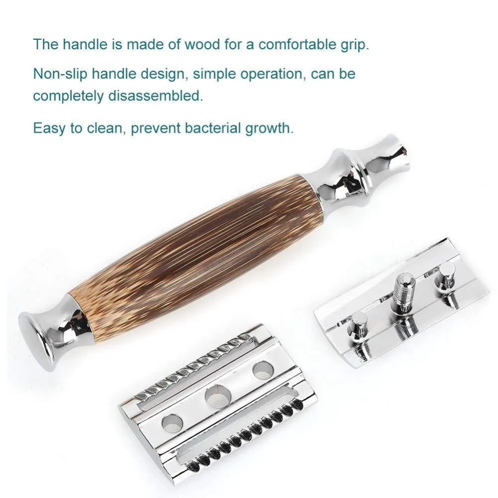 Двустворчатый безопасный бритва с длинной натуральная бамбуковая ручка опыт лучшего бритья Grand slam дружественный мужской уход