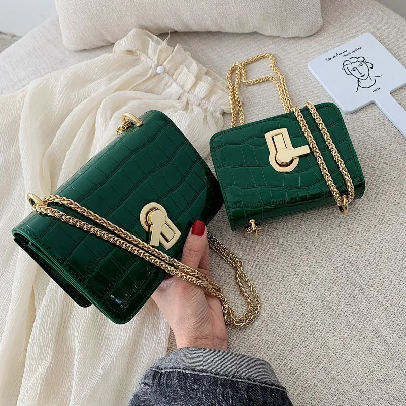 

Women's Designer Handbag 2019 Summer New Quality PU Leather Stone pattern Lock Chain Shoulder Mini Square Flip bag Messenger Bag