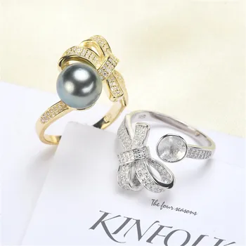

Classic Sterling Silver 925 Adjustable Ring Accessories Women Wedding Pearl Simple Silver Zircon Ring Jewelry