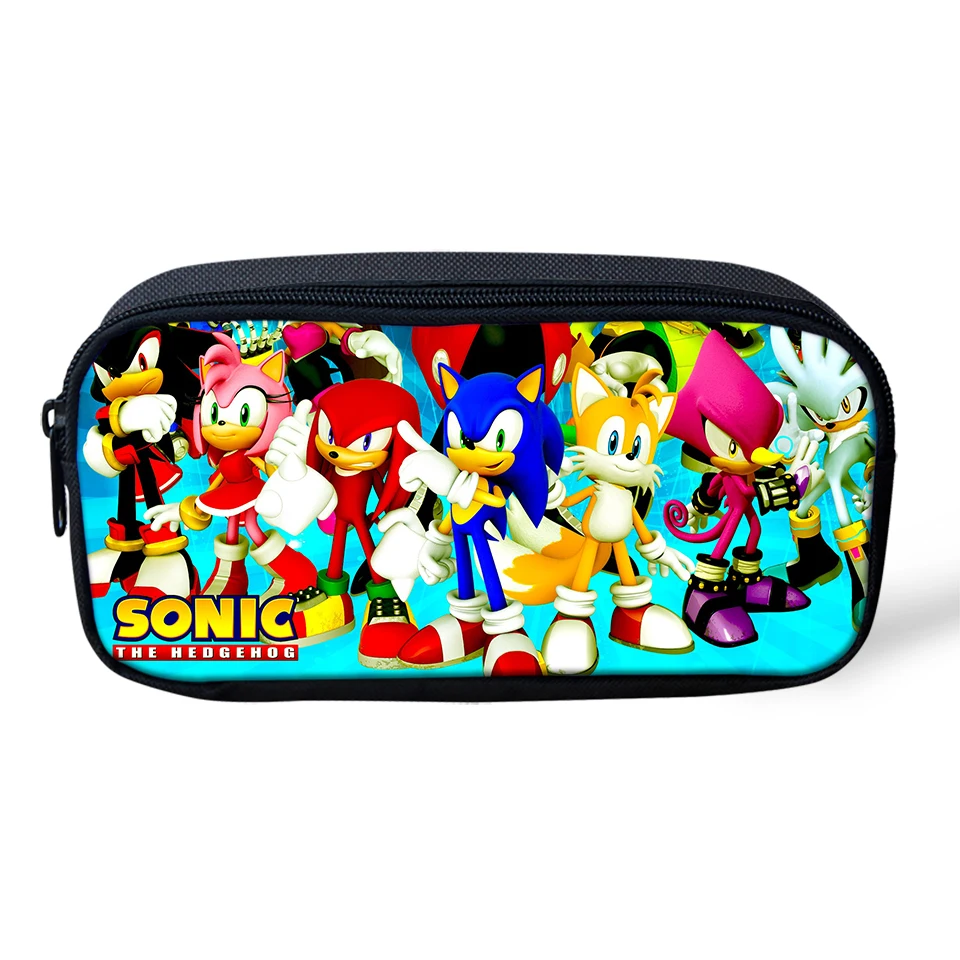 

HaoYun Cartoon Kids Pencil Bags Sonic The Hedgehog Pattern Girls Travel Make-up Bags Hot Game Design Students Mini Pen Bags