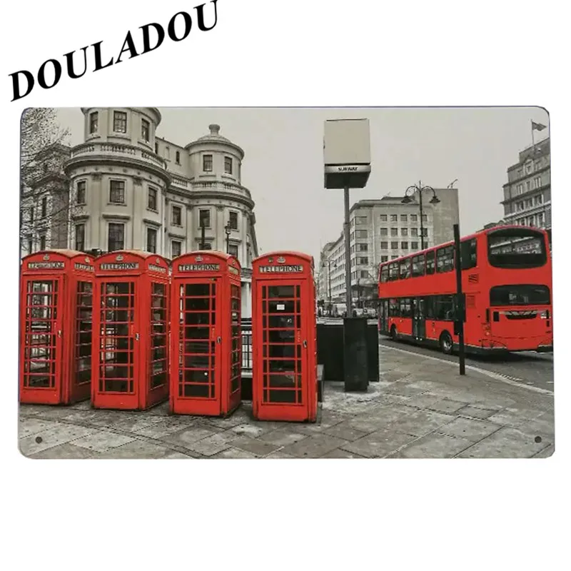 [Douladou] Big Ben Arc de Triomphe строительные работы жестяная вывеска магазин Паб Клуб Бар Отель украшения стены Винтаж Бар Decor20x30CM - Цвет: 8