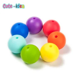 15mm baby products chewing chain 10pcs,safe food grade chewing round silicone beads,environmentally friendly toy