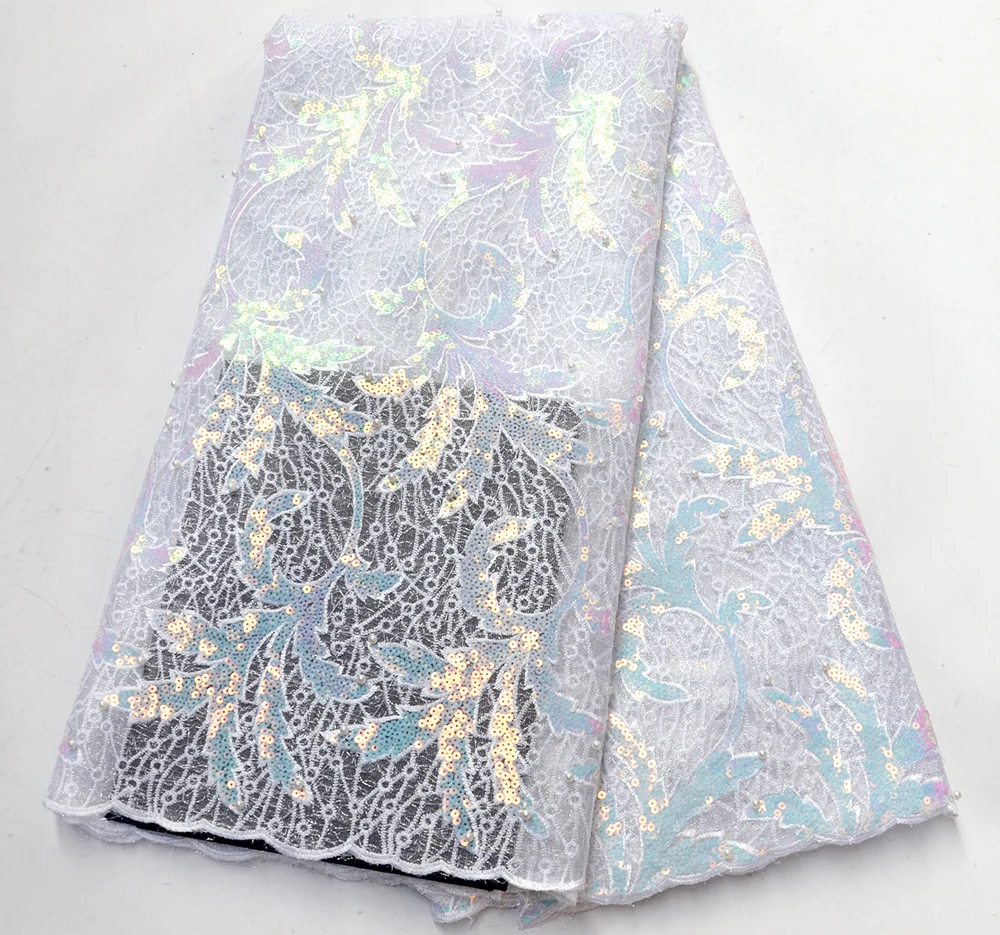 

Latest French Sequins Laces Fabrics 2019 High Quality African Lace Fabric For Wedding Nigerian Lace Material For Party