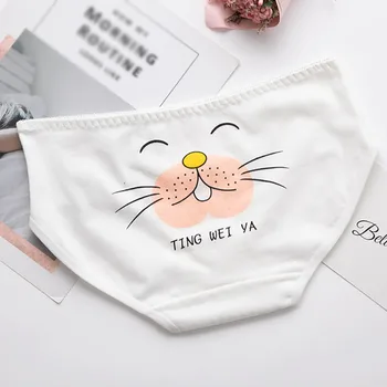 

Playful cute cartoon printed cotton ladies underwear seamless mid-waist cotton ladies underwear