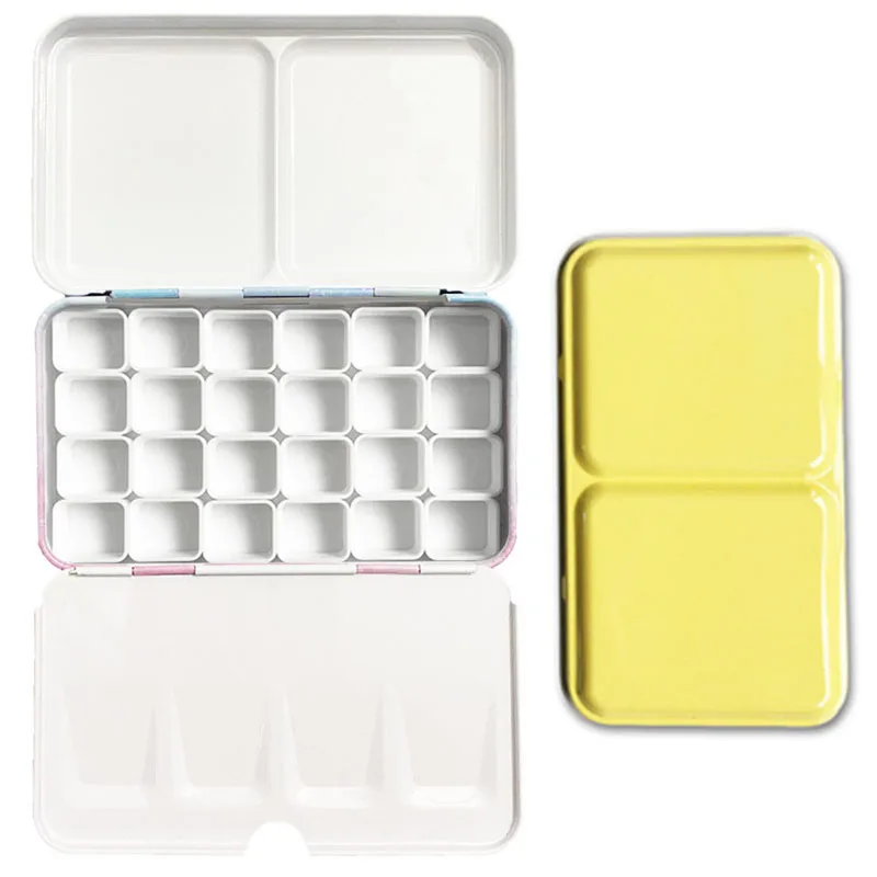 Macaron Color Empty Palette Case Tins Box Paint Storage Iron Box with 24 Half Pans For Watercolor Paints Painting Art Supplies paint tray,color palette,watercolor palette