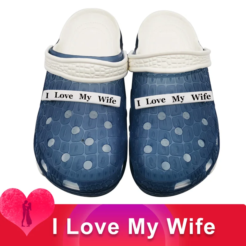 Модные мужские сандалии с надписью «I LOVE MY WIFE»; повседневные Мягкие массажные туфли из ЭВА; Buty Sandalias Croks Sandales Homme Erkek Ayakkabi