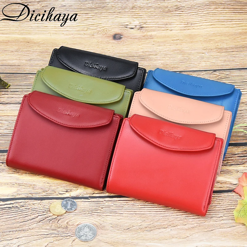 DICIHAYA Genuine Leather Women Wallet Coin Purse For Girls Female Small Portomonee Lady Purse Money Bag Card Holder Mini Clutch