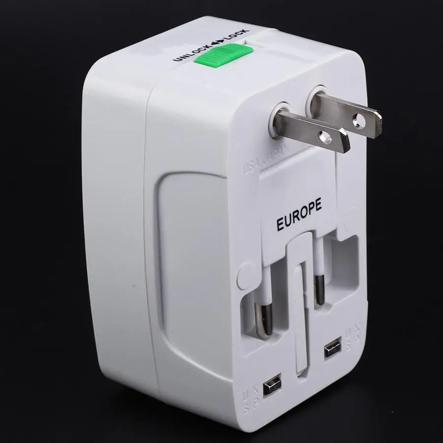 AC 0~ 250V 10A огнестойкий ABS двойной USB международный Путешествия адаптер питания