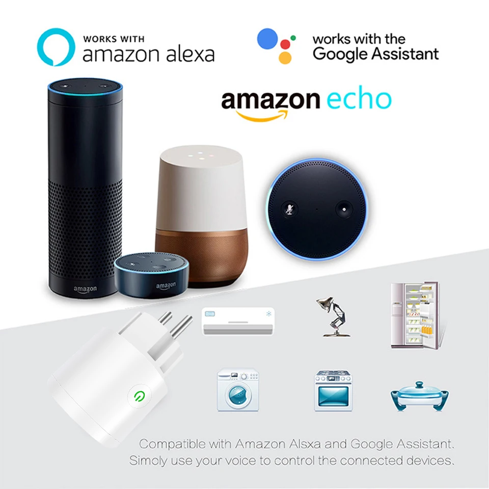 Смарт-разъем работает с Alexa Google Assistant IFTTT для голосового управления, мини-умные модули домашней автоматизации, не требуется концентратор