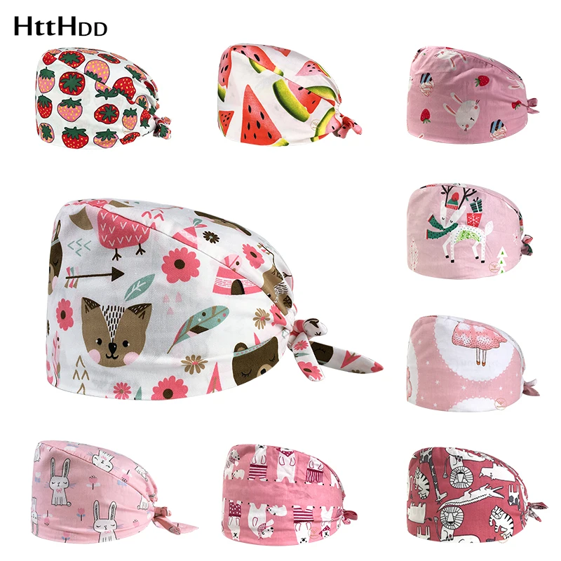 

new High Quality printing Tooth beauty Scrubs caps Pet store Scrubs Hat unisex Scrub Cap wholesale Nutritionist working Tail hat