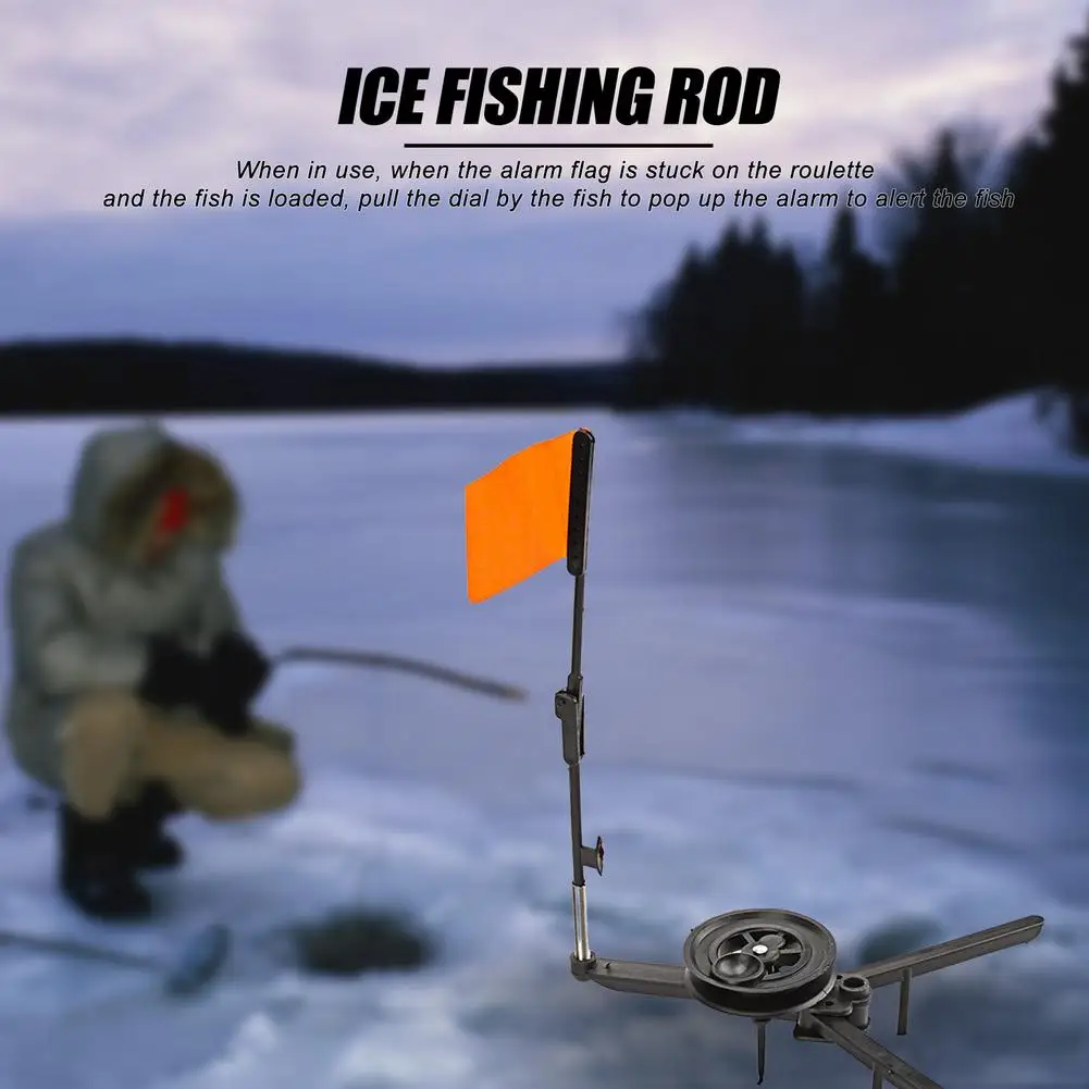 Ice Fishing Rod Tip-up Winter Pole Hole Flag Remarker Alarm With Rattle Reel