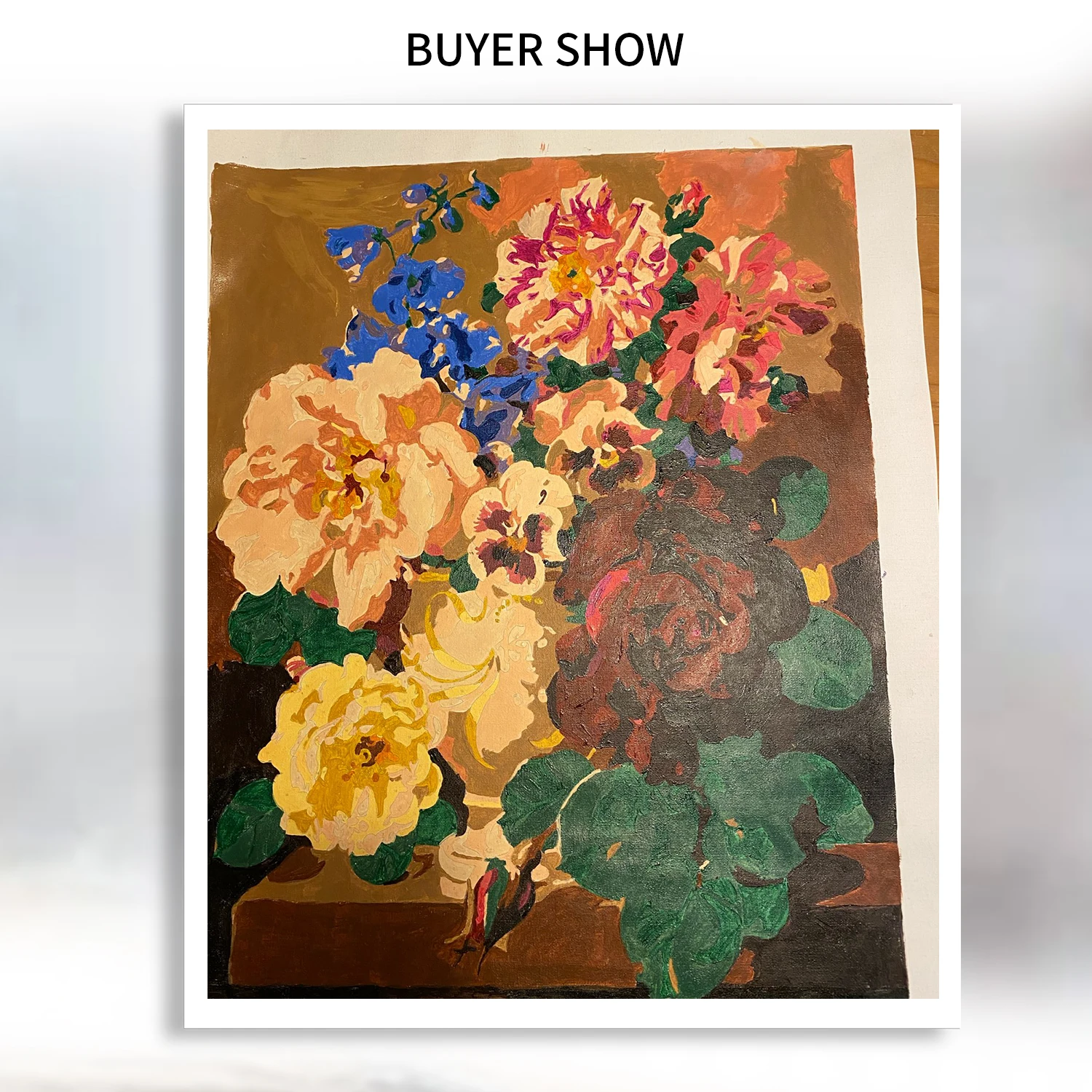 Frame Picture Vintage Flower DIY Painting By Numbers Hand Painted Oil Painting On Canvas Acrylic Paint For Home Decor GATYZTORY wall art print canvas wall art